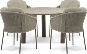 Tuinset Ronde Tuintafel 4 personen Rope Taupe 4 Seasons Outdoor Florence/Trino
