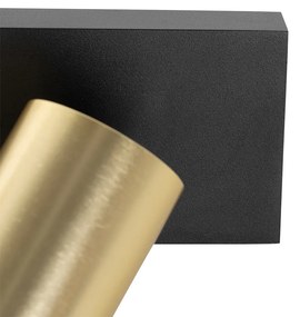 PlafondSpot / Opbouwspot / Plafondspot zwart met goud verstelbaar 2-lichts - Jeana Luxe Modern GU10 Binnenverlichting Lamp