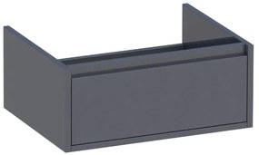 BRAUER Thin Wastafelonderkast - 60x46x25cm - 1 greeploos lade - 1 sifonuitsparing - MDF - hoogglans grijs 1760