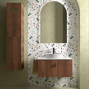 Muebles Raya onderkast ribbelfront 80cm met 1 softclose lade walnoot