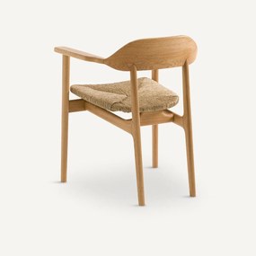 Tafel fauteuil in massief eik en stro, Arié