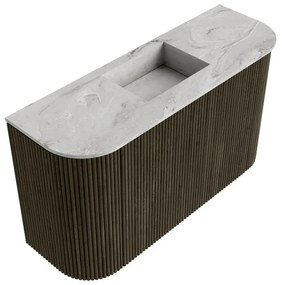 Mondiaz Joya DLux 75cm toiletmeubel ronding links/rechts shadow met wastafel faye midden zonder kraangat glace