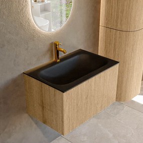 Mondiaz Kurve 70cm badmeubel oak met 1 lade en wastafel big small midden 1 kraangat urban
