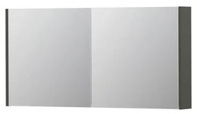 INK SPK1 Spiegelkast - 120x14x60cm - 2 deuren - dubbelzijdige Spiegel - schakelaar en stopcontact - MDF lak Mat beton groen 1110725