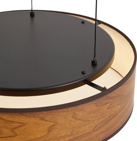 Moderne hanglamp zwart met walnoot hout print incl. LED 3-staps dimbaar easylift - Drew