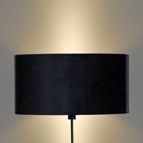 Vloerlamp zwart met ovale velours kap zwart 50cm - Parte Modern, Klassiek / Antiek E27 rond Binnenverlichting Lamp