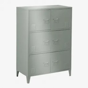 6-deurs Lockerkast Lade 80x40 Cm In Pohpli-staal Groen – Khaki - Sklum