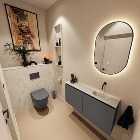 Mondiaz Ture DLux toiletmeubel 100cm dark grey met wastafel ostra rechts zonder kraangat