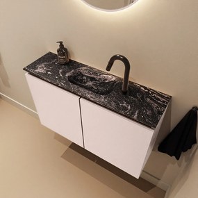 Mondiaz Ture DLux toiletmeubel 80cm rosee met wastafel lava midden met kraangat