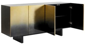 Kare Design Prezioso Dressoir Zwart Goud Staal - 160x45x78cm.