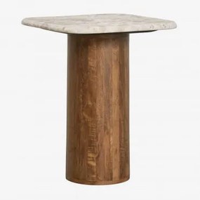 Vierkante Bijzettafel 40x40 Cm Merieines ↑50 Cm & Beige Marmer Panther - Sklum