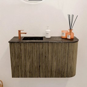 Mondiaz Joya DLux 70cm toiletmeubel ronding rechts dusk met wastafel faye links 1 kraangat lava