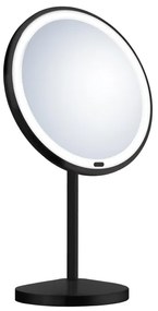 Smedbo Cosmeticaspiegel - staand - 20cm - 7x vergrotend - verlichting - Messing - mat zwart ZB625