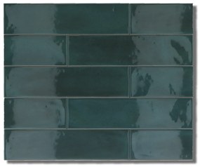 Hoogglans Wandtegel 7.5x30 Cm Oakland Groen C85