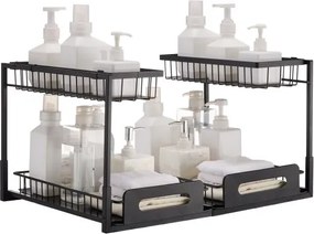 VEVOR Uitschuifbare gootsteenorganizer met 2 lagen onder de gootsteenplank (27 x 36 x 28 cm) Kruidenrek Keukenplank Uitschuifbaar opbergrek Organizer 648 x 394 x 330 mm (Installatiemaat)