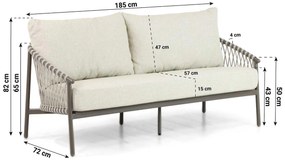 Stoel en Bank Loungeset 5 personen Aluminium/rope Taupe  4 Seasons Outdoor Allora/Salerno