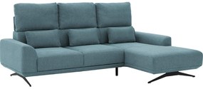 Goossens Excellent Bank Princess blauw, stof, 2,5-zits, elegant chic met chaise longue rechts