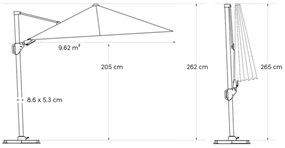 Platinum Challenger telescope   zweefparasol 3x3m T2 premium (excl. voet) faded black GLOW