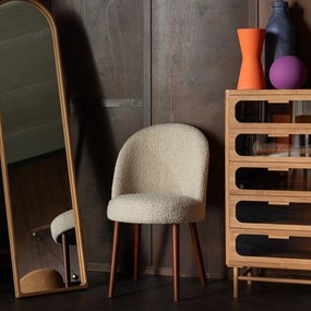 Dutchbone Barbara Boucle Beige Eetkamerstoel Met Houten Poten