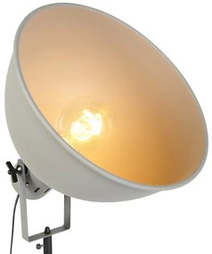 Industriële vloerlamp op houten tripod met grijze kap - Laos