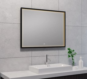 Mueller Square LED spiegel 80x60cm mat zwart met spiegelverwarming