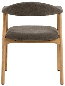 Eiken Eetkamerstoel Taupe Boucle Stof