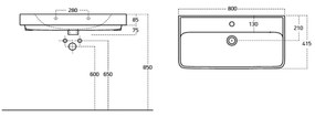 Sapho Neon keramische wastafel 80x42cm wit