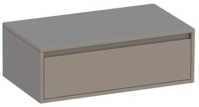 BRAUER Thin Wastafelonderkast - 80x46x27cm - 1 greeploos lade - 0 sifonuitsparing - MDF - hoogglans taupe 1753