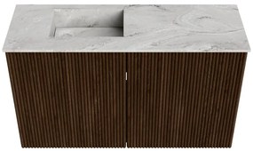 Mondiaz Joya DLux 70cm toiletmeubel walnut met wastafel faye links zonder kraangat glace