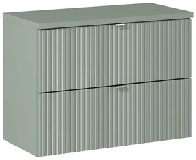 Comad Reed Green badmeubel ribbelfront 80cm met 2 lades en bijpassend toppaneel