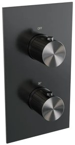 BRAUER Stripe 3-weg Inbouwthermostaat - rechthoekig - in- en afbouwdelen - gunmetal geborsteld PVD 5-GM-353