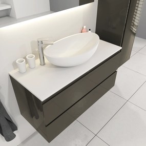 SaniGoods Sally badkamermeubel 100cm grijs glans met Solid Surface waskom ovaal