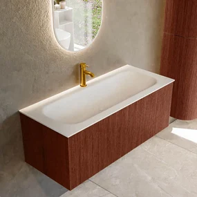 Mondiaz Kurve 110cm badmeubel ruby met 1 lade en wastafel big medium midden 1 kraangat