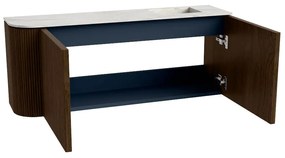 Mondiaz Joya DLux 100cm toiletmeubel ronding links walnut met wastafel faye rechts zonder kraangat opalo