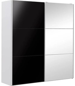 Goossens Kledingkast Easy Storage Sdk, 200 cm breed, 220 cm hoog, 1x 3 paneel glas schuifdeur li en 1x 3 paneel spiegel schuifdeur re