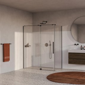 Brauer Stellar douchecabine met draaideur 160x100cm gunmetal geborsteld PVD