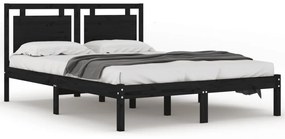 vidaXL Bedframe massief hout zwart 160x200 cm