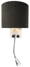 LED Moderne wandlamp wit met kap velours zwart - Brescia Modern E27 rond Binnenverlichting Lamp