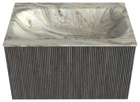 Mondiaz Kurve-dlux 70cm badmeubel shadow met 1 lade en wastafel big small midden zonder kraangat glace