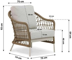 Tuinstoel Aluminium/wicker Taupe-naturel-bruin Coco Bali