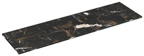 Fontana Portoro Gold marmer badmeubel 160cm mat zwart met ribbelfront en toppaneel met rechthoekige waskommen
