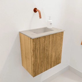 Mondiaz Joya DLux 40cm toiletmeubel oak met wastafel faye midden zonder kraangat opalo