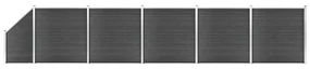 vidaXL Schuttingpanelenset 965x(105-186) cm HKC zwart