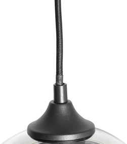 Smart hanglamp zwart met smoke glas incl. 8 Wifi G95 - Sandra
