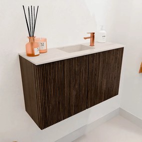 Mondiaz Joya DLux 70cm toiletmeubel walnut met wastafel faye midden 1 kraangat meli