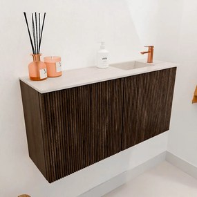 Mondiaz Joya DLux 80cm toiletmeubel walnut met wastafel faye rechts 1 kraangat meli