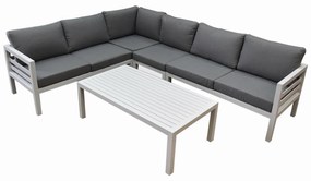 Showroommodel Fabri hoek loungeset 5 delig aluminium wit