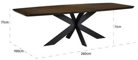 Richmond Interiors Bonvoy Eettafel Deens Ovaal Met Schuine Rand Bruin 260 Cm - 260 X 100cm.