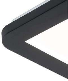 Plafonnière zwart 40 cm incl. LED 3-staps dimbaar IP44 - Steve Modern IP44 vierkant Binnenverlichting Lamp