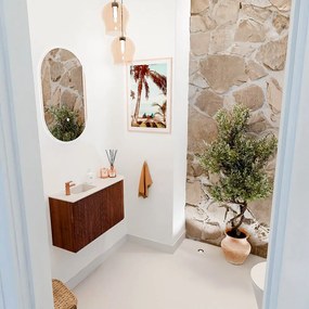 Mondiaz Joya DLux 70cm toiletmeubel ronding rechts ruby met wastafel faye links 1 kraangat meli